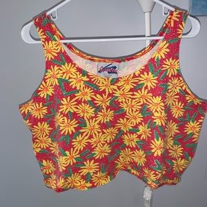Vintage Retro Flower Cropped Wide Tank
